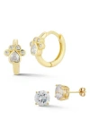 Glaze Jewelry Set Of 2 Cubic Zirconia Stud & Paw Print Hoop Earrings In Gold