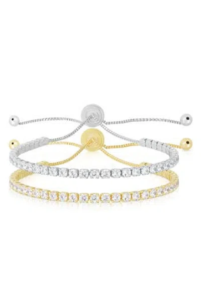 Glaze Jewelry Set Of 2 Cubic Zirconia Tennis Bracelets In Gold