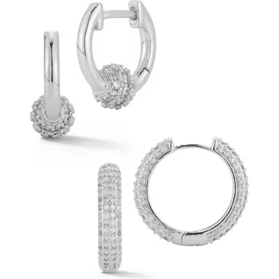 Glaze Jewelry Set Of 2 Hoop Earrings In White