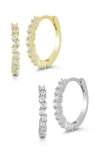 Glaze Jewelry Set Of 2 Pavé Hoop Earrings In Gold