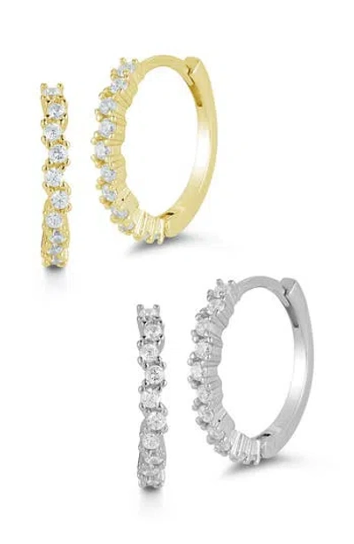 Glaze Jewelry Set Of 2 Pavé Hoop Earrings In Gold