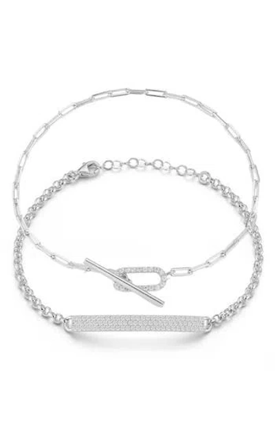 Glaze Jewelry Set Of 2 Sterling Silver Bracelets In Metallic