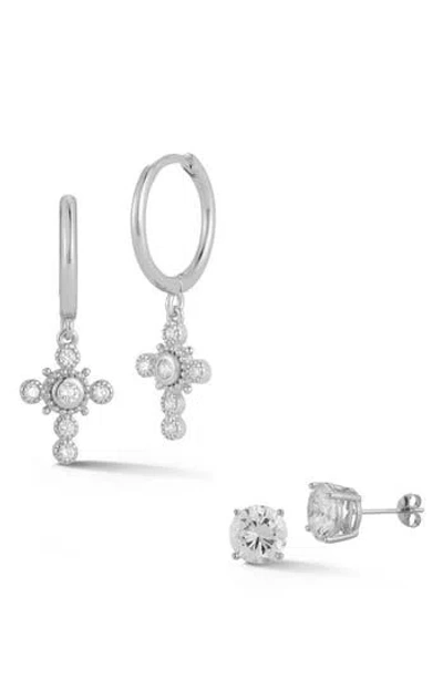 Glaze Jewelry Set Of 2 Sterling Silver Earrings In Metallic
