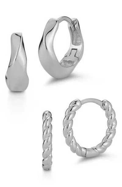 Glaze Jewelry Set Of 2 Sterling Silver Huggie Hoop Earrings In Green