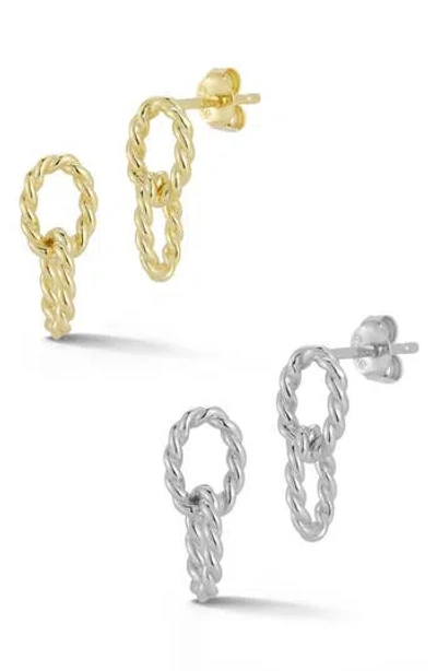 Glaze Jewelry Set Of 2 Twisted Link Drop Earrings In Silver
