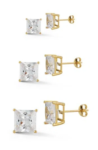 Glaze Jewelry Set Of 3 14k Gold Plated Silver Earrings