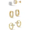 Glaze Jewelry Set Of 3 14k Gold Plated Silver Earrings In Gold