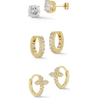 Glaze Jewelry Set Of 3 14k Gold Plated Silver Earrings