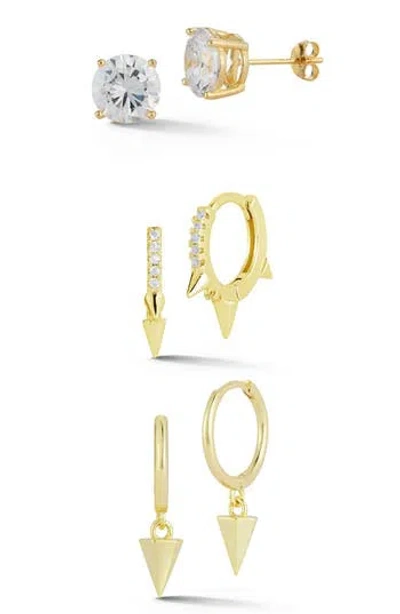 Glaze Jewelry Set Of 3 14k Gold Plated Silver Earrings