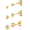Glaze Jewelry Set Of 3 Ball Stud 14k Gold Plated Silver Earrings In Gold