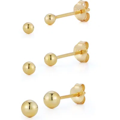 Glaze Jewelry Set Of 3 Ball Stud 14k Gold Plated Silver Earrings