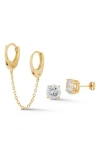 Glaze Jewelry Set Of 3 Cubic Zirconia Earrings In Gold
