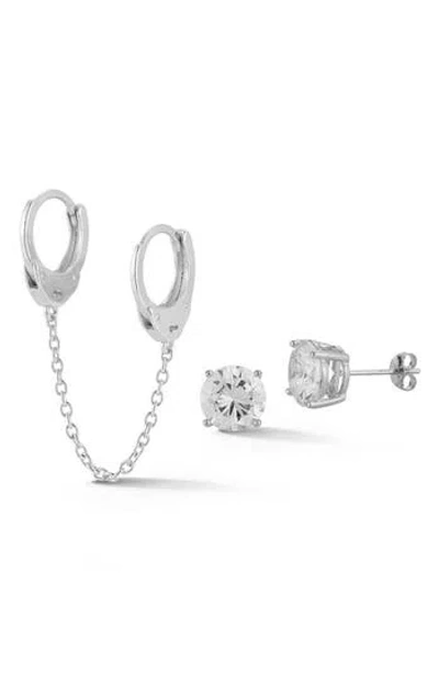Glaze Jewelry Set Of 3 Cubic Zirconia Earrings In Silver