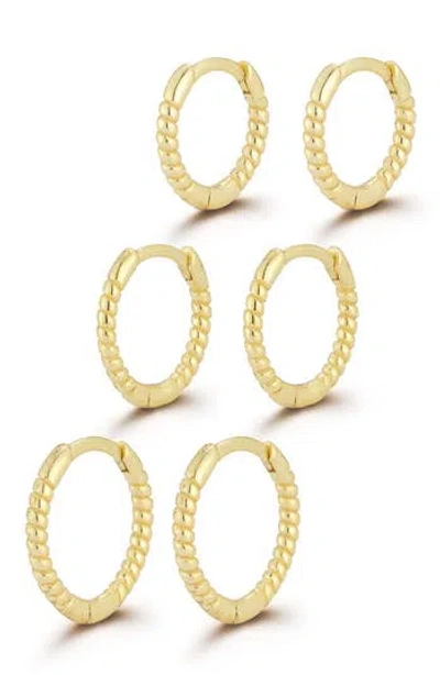 Glaze Jewelry Set Of 3 Graduated Twist Huggie Hoop Earrings In Gold