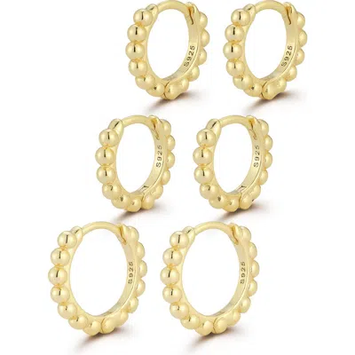 Glaze Jewelry Set Of 3 Huggie Hoop Earrings In Gold