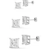 Glaze Jewelry Rhodium Plated Cz Set Of 3 Earrings In Metallic