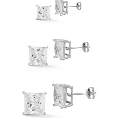 Glaze Jewelry Set Of 3 Sterling Silver Earrings In Metallic