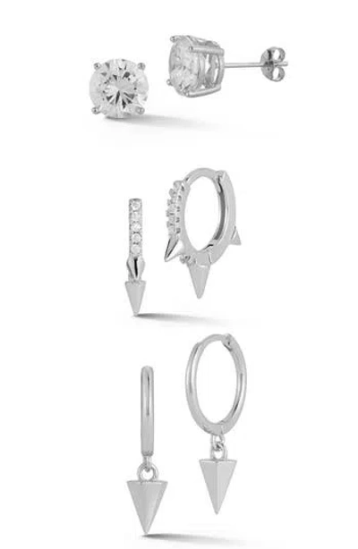 Glaze Jewelry Set Of 3 Sterling Silver Earrings In Metallic
