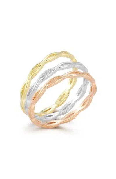 Glaze Jewelry Set Of 3 Tri-tone Stackable Rings In Gold