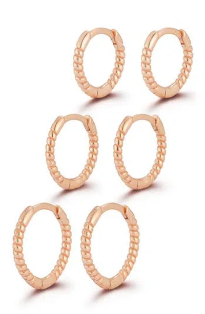 Glaze Jewelry Set Of 3 Twist Huggie Hoop Earrings In Gold
