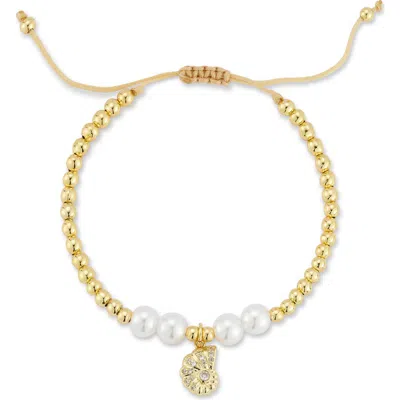 Glaze Jewelry Shell Charm Beaded Slider Bracelet In Gold