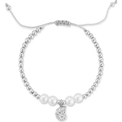 Glaze Jewelry Shell Charm Beaded Slider Bracelet In Silver