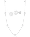 Glaze Jewelry Silver 6mm Pearl Necklace & Earrings Set