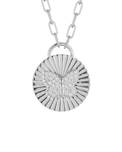 Glaze Jewelry Silver Cz Butterfly Disc Necklace
