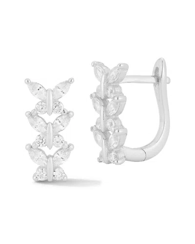 Glaze Jewelry Cubic Zirconia Butterfly Huggie Hoop Earrings In Metallic