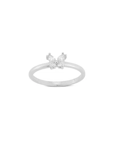 Glaze Jewelry Silver Cz Butterfly Ring In Metallic