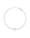 Glaze Jewelry Silver Diamond Cz Clover Tennis Bracelet