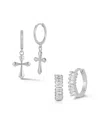Glaze Jewelry Silver Cz Cross Earrings Set