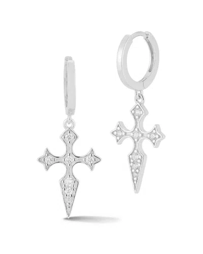 Glaze Jewelry Silver Diamond Cz Cross Hoops