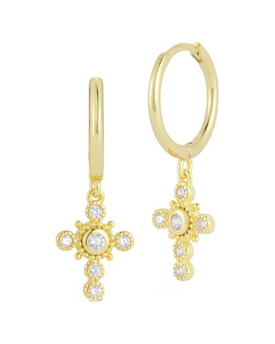 Glaze Jewelry Silver Cz Cross Huggie Earrings