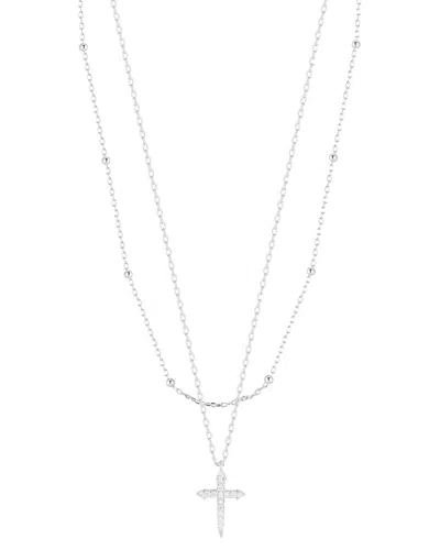 Glaze Jewelry Silver Diamond Cz Cross Layered Necklace