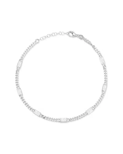 Glaze Jewelry Silver Cz Curb Ankle Bracelet In White