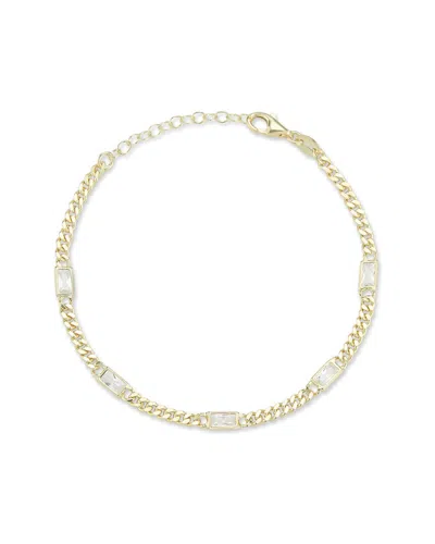 Glaze Jewelry Silver Cz Curb Bracelet In Gold