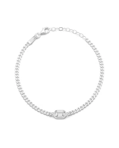 Glaze Jewelry Silver Diamond Cz Curb Chain Bracelet