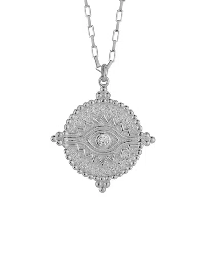 Glaze Jewelry Silver Cz Evil Eye Necklace In White
