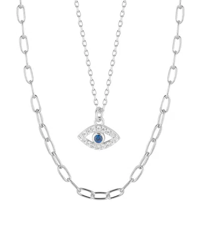Glaze Jewelry Silver Cz Evil Eye Pendant Necklace In Metallic
