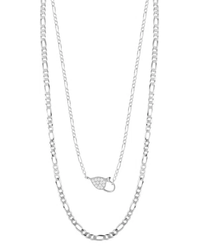 Glaze Jewelry Silver Cz Figaro Chain Necklace Set