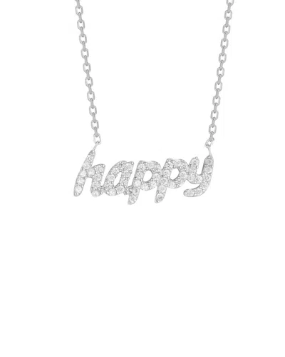 Glaze Jewelry Cubic Zirconia Happy Pendant Necklace In Metallic