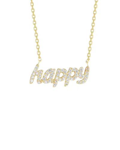 Glaze Jewelry Cubic Zirconia Happy Pendant Necklace In Gold