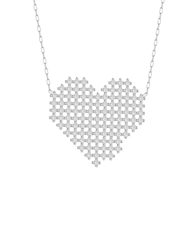 Glaze Jewelry Cubic Zirconia Heart Pendant Necklace In Metallic