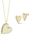 Glaze Jewelry Silver Cz Heart Necklace & Earrings Set Set