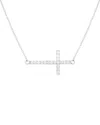 Glaze Jewelry Silver Cz Horizontal Cross Necklace