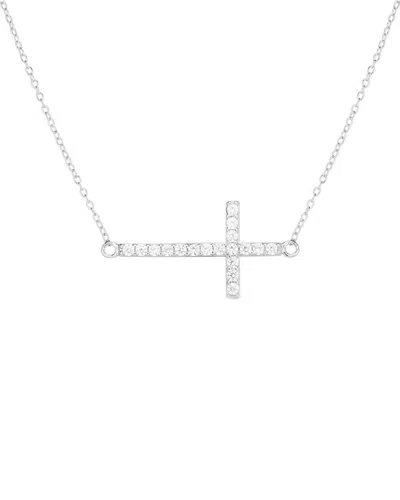 Glaze Jewelry Silver Cz Horizontal Cross Necklace