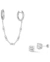 Glaze Jewelry Silver Cz Huggie & Stud Earrings