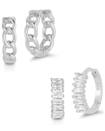 Glaze Jewelry Silver Cz Huggie Earrings Set