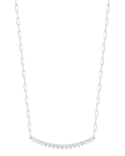 Glaze Jewelry Silver Cz Large Bar Necklace In Metallic